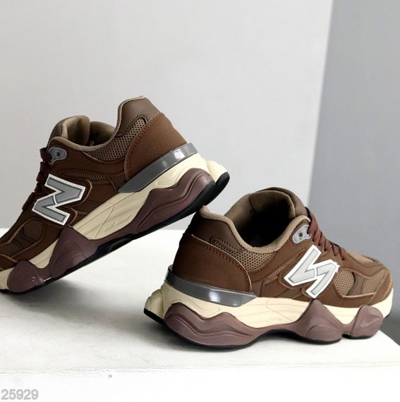 Трендовые комбинированные шоколадные кроссовки в стиле спорт-шик | Зображення 1