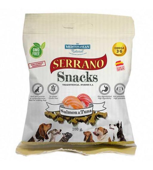 SERRANO Натуральные лакомства для собак 100г, ЛОСОСЬ И ТУНЕЦ