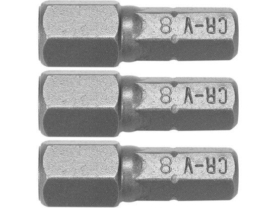 Насадка викруткова STHOR : HEX H8 x 25 мм, HEX 1/4", Cr-V, 3 шт VR-65505
