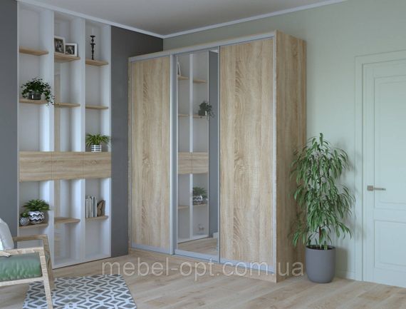 Шафа купе Сіті 24 Doros Дуб Сонома 2 ДСП / 1 Дзеркало 208х60х240 (42002076) | Зображення 2