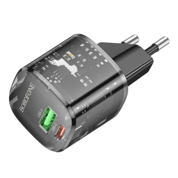 МЗП Borofone BN17 Sunlight PD20W+QC3.0 (1USB-A/1C) Transparent black | Зображення 3