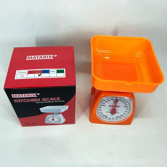 Ваги кухонні механічні MATARIX MX-405 5 кг, Ваги для кухні для продуктів. Колір: оранжевий | Зображення 1