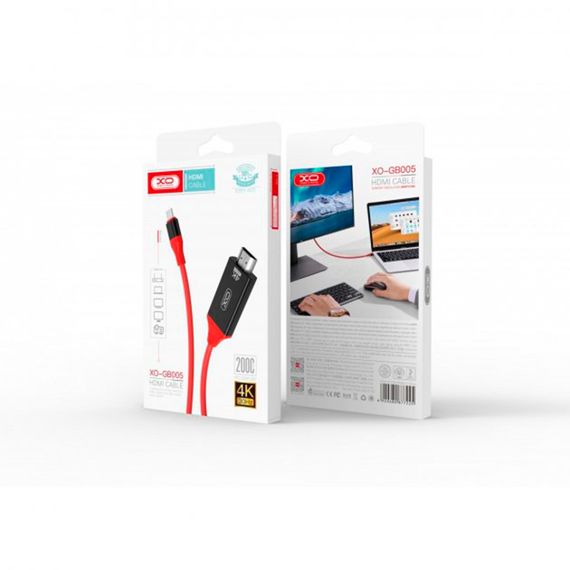Перехідник XO GB005 4K Type-C - HDMI 2 м чорний-червоний (MAW-41606_335) | Зображення 3