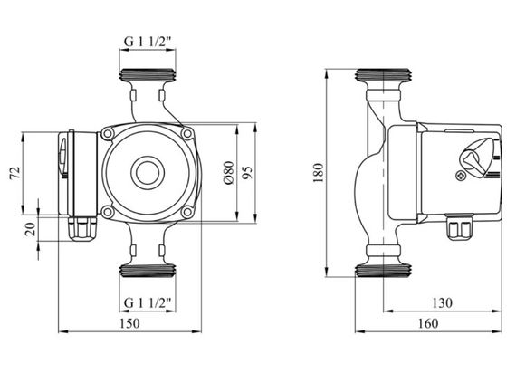 Циркуляційний насос Forwater 25/8-180 з гайками (CV019330) | Зображення 1