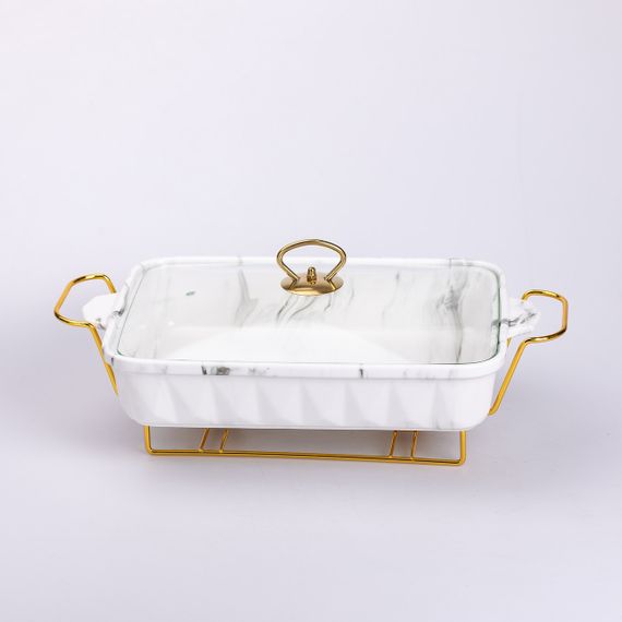 Настільна мармітниця 2 літри марміт прямокутний керамічний 40х22.5х15.5 см для других страв