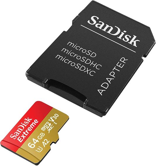 Карта пам'яті SanDisk microSD 64GB C10 UHS-I U3 R170/W80MB/s Extreme V30 + SD (SDSQXAH-064G-GN6MA) | Зображення 1