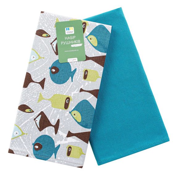 Набір рушників Home Line 129715  40x60  Напівпанамський; Бавовна Синій, Принт