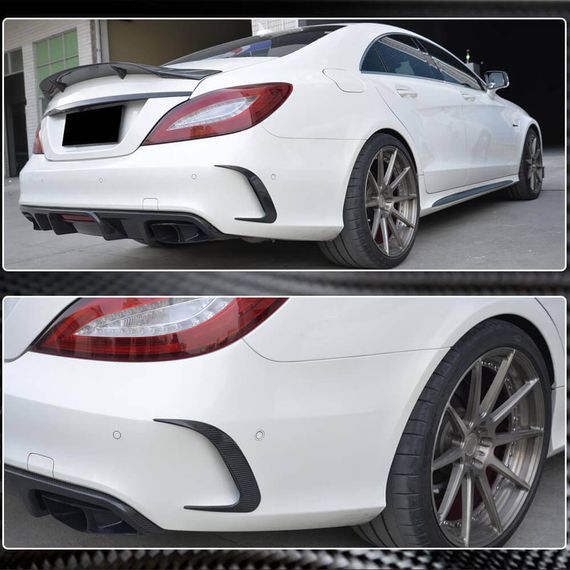 Накладки на задний бампер (для Base / CLS63 AMG SD 2015-2018, Карбон) для Mercedes CLS C218 | Зображення 4
