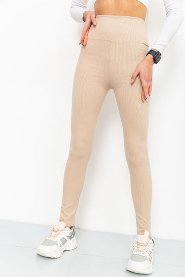 Лосини жіночі в рубчик, колір світло-бежевий, 205R606 | Зображення 3