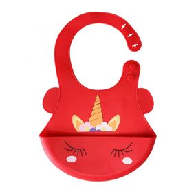 Слюнявчик силиконовый "Единорог" MGZ-0615(Red) с карманом