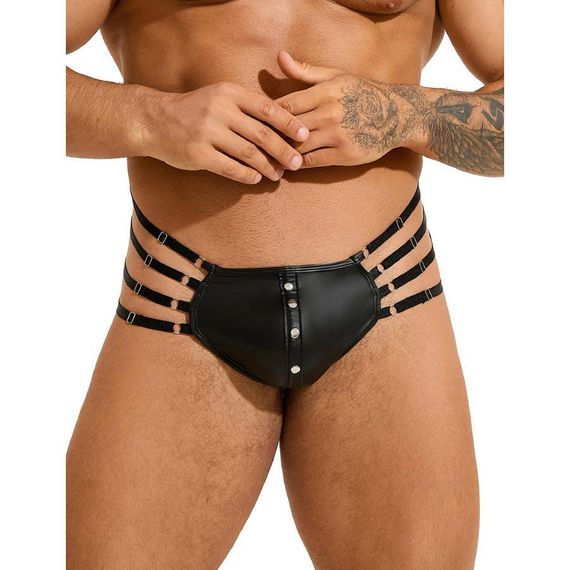 Труси чоловічі Star Night, з чотирма рядами лямок, чорні, XL sexstyle