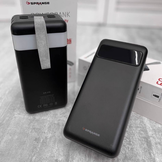 Павербанк 60000mAh. PowerBank Black Sprange SR-P8 60000 mAh. Павер, повербанк. Портативний зарядний пристрій
