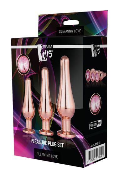 DT21875 набір анальних пробок конічної форми Dream Toys GLEAMING LOVE PLEASURE SET ROSE GOLD | Зображення 2