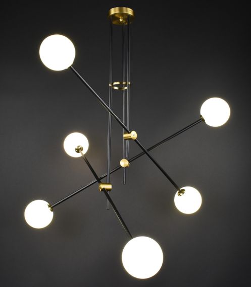 Люстра стельова на 6 лампочок 27517 Чорний 78-115х96х96 см. | Зображення 1