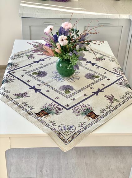 Скатертина гобеленова LILAC Limaso, 93x93, Квадратна, Повсякденний, Без люрексу, 60% поліестер, 24% бавовна, 16% акрил, Гобелен | Зображення 4