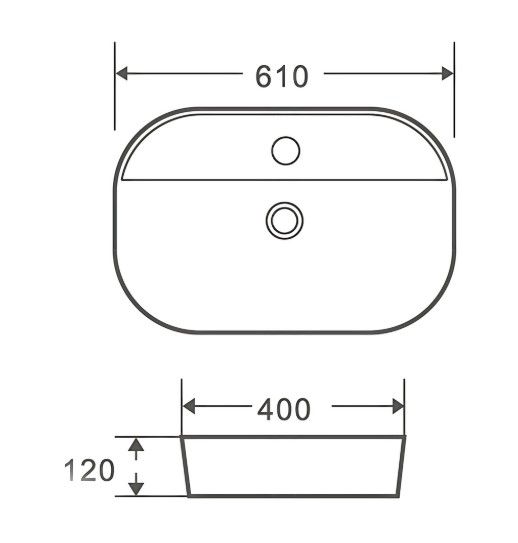 Раковина накладна Mixxus Premium ELLIPSE-0204 з отвором під змішувач (MP6679) | Зображення 2