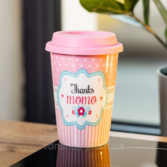 Стакан фарфоровый 420 мл с силиконовой крышкой Thanks momo RX-N240288TM | Зображення 2