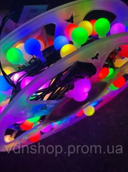 Гірлянда на котушці, від мережі, Buble 50м, 8 режимів, Мультик/ Світлодіодна гірлянда на ялинку | Зображення 1