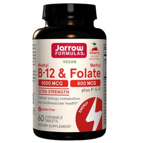 Витамин Б12 Jarrow Formulas Methyl B-12 & Methyl Folate 5000 mcg/800 mcg 60 Chewable Tabs Cherry Flavor