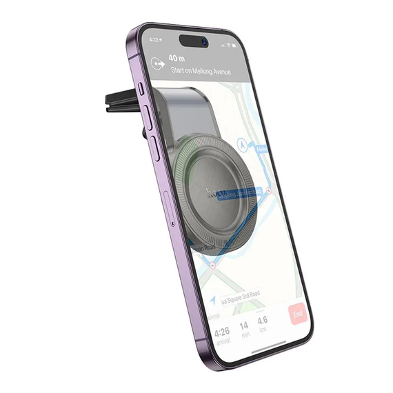 Автодержатель для смартфонов Hoco H59 магнитный из ABS и алюминия с кольцевым магнитом черный-серый | Зображення 1