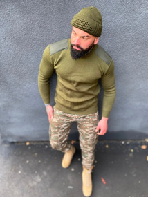 Свитер теплый олива хаки M XL