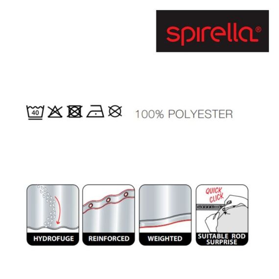 Шторка для ванной и душа Spirella Ricco 180x200 см, водоотталкивающая полиэстер, 10.43814 | Зображення 3