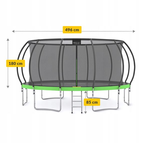 Батут із внутрішньою сіткою 4FIZJO PRO 16FT 496 см Black/Green (P-5907739319241) | Зображення 3