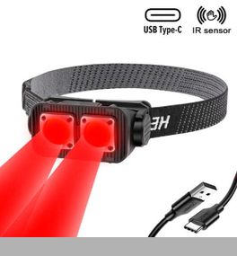 Ліхтар налобний з датчиком руху XPRO WH-0218-XPG, з Li-Ion акумулятором, зарядка Type-C, 500 лм, 80 м, 3 діоди (білий, жовтий, червоний) (47512-0218_167)