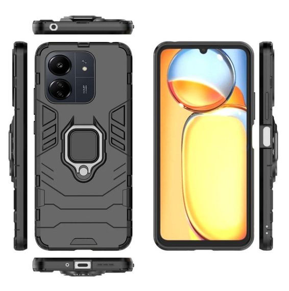 Чехол бампер Primolux Ring Armor для Xiaomi Redmi 13C / Poco C65 - Black | Зображення 1