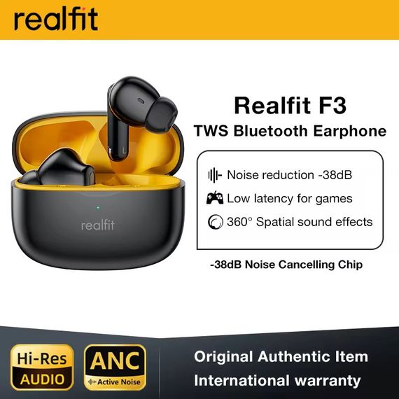 Bluetooth-наушники Realfit F3 с активным шумоподавлением. Черные | Зображення 4