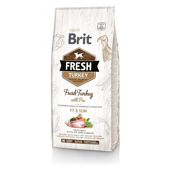 Корм сухий Brit Fresh Turkey/Pea Fit and Slim для собак похилого віку і зайвою вагою з індичкою та горохом 12 кг