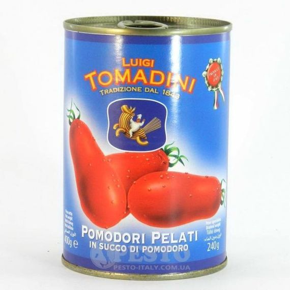 Томаты (помидоры) цельные  в собственном соку консервированные Tomadini Pelati, 400г, Италияж/б