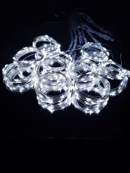 Гірлянда штора 3x3 метри, 300LED, "світлодіодні краплі" від USB, холодний білий колір, 8 режимів + пульт | Зображення 3