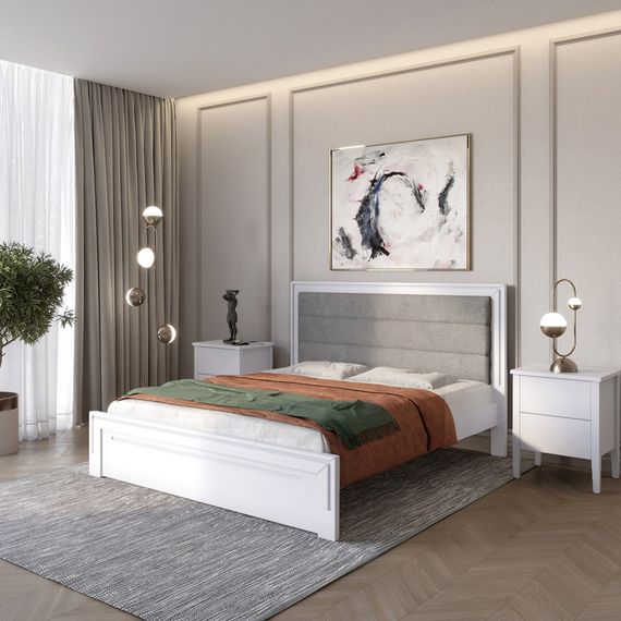 Односпальне дерев'яне ліжко Mebigrand Торонто Т5 Сіро-блакитний (S2010R80B)/Аляска 93 (сірий) 90х200 см (MBG-9022)