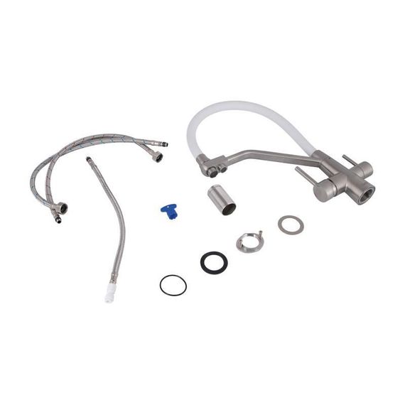 Змішувач для кухні Lidz Aria 020F3 з гнучким виливом з підключенням для питної води (k35) LDARI020F3WNK39480 White / Nickel | Зображення 7