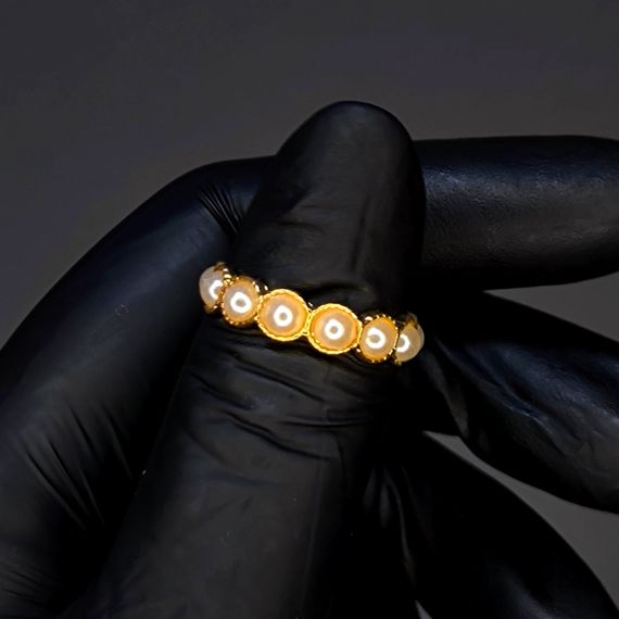 Кольцо #44 для фото ногтей (маникюра) цвет золото