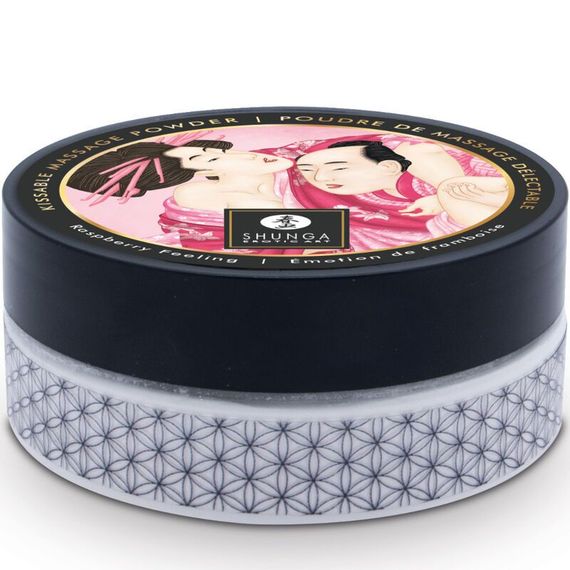 Смачна пудра для оральних пестощів Shunga Body Powder Raspberry feeling, 75 г, аромат малини | Зображення 1