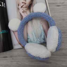 Навушники теплі з вушками Тедді Блакитний One Size (406)