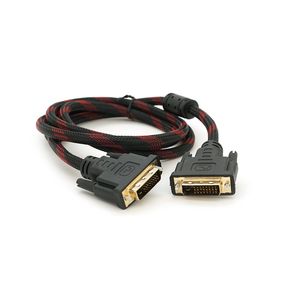 Кабель Merlion Dvi-Dvi 1.5m,2 феррита,оплетка,Black/Red,24/24pin,(Пакет) Q150