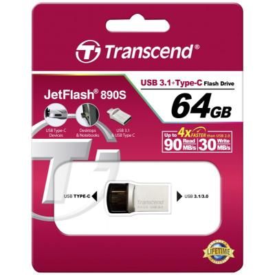 USB флеш накопичувач Transcend 64GB JetFlash 890S USB 3.1 (TS64GJF890S) | Зображення 4