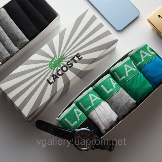 Чоловічі боксери Lacoste, чоловічі труси Лакоста, Бавовняні труси Преміум якості Лакоста - поштучно | Зображення 6