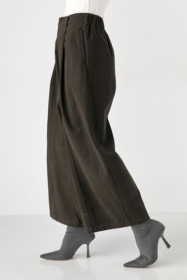 Котонові штани-палаццо зі складками - темно-коричневий цвет, S (є розміри) | Зображення 4