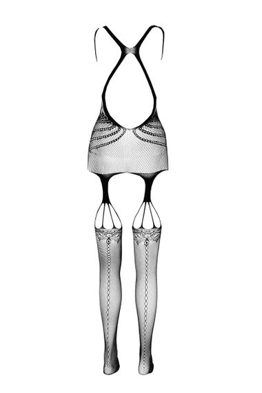 Комбінезон сітка з відкритим доступом та імітацією панчох BS070 black sexstyle | Зображення 3