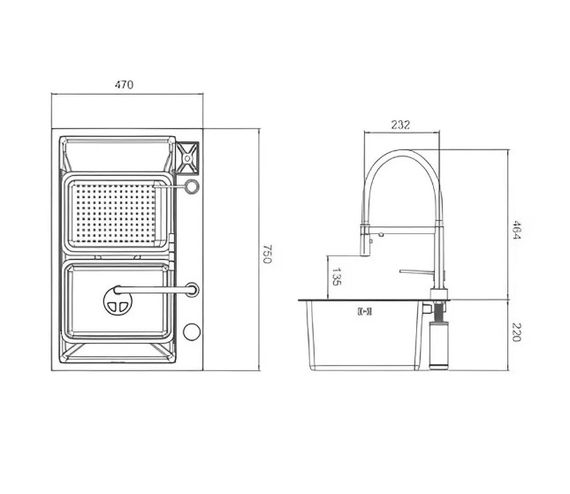 Кухонна мийка Gappo GS7547-19 + змішувач + сифон + коландер + дозатор + омивач склянок | Зображення 9