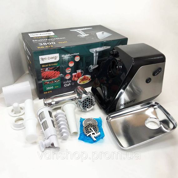 Электромясорубки с металлическими шестернями, Мясорубки нержавеющая сталь, Мощная домашняя мясорубка SB-38 | Зображення 3