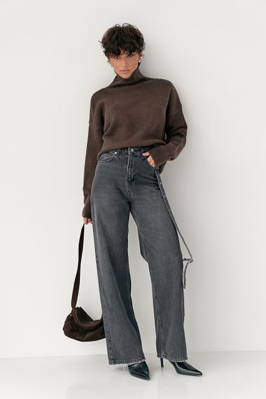 В'язаний теплий базовий гольф - коричневий цвет, ONE SIZE (є розміри) | Зображення 2