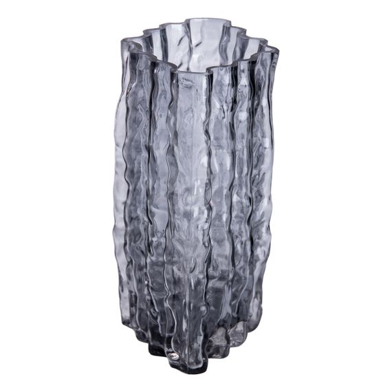 Скляна ваза, ліпний декор, прямокутна, 14,5 x 11 x 21 см. | Зображення 1