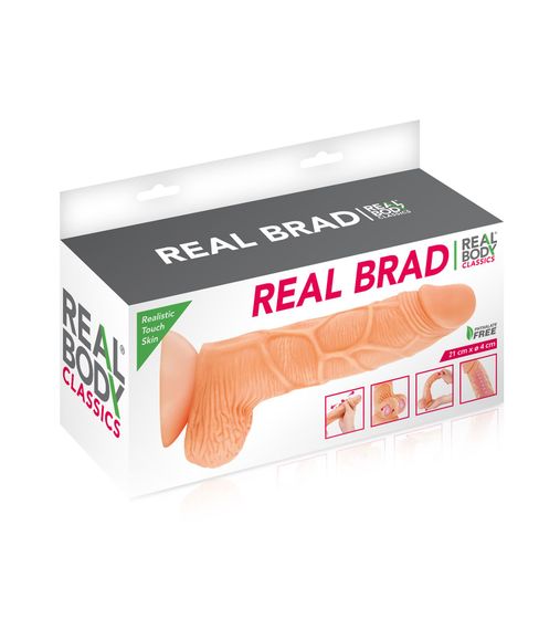 Фалоімітатор із рухомою крайньою плоттю Real Body — Real Brad, діаметр 4 см, TPE | Зображення 4