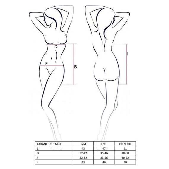Прозора сорочка приталена TARANEE CHEMISE black - Passion, трусики, L/XL | Зображення 4