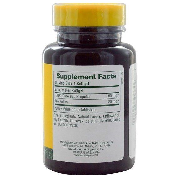 Натуральная добавка для иммунитета Nature's Plus Propolplus Propolis w/Bee Pollen 60 Softgels | Зображення 1
